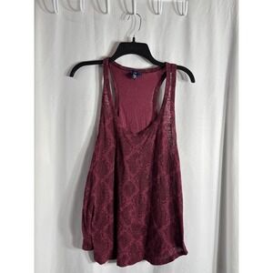 Gap Women Burgundy Snake Print Racerback Tank Top Size‎ L